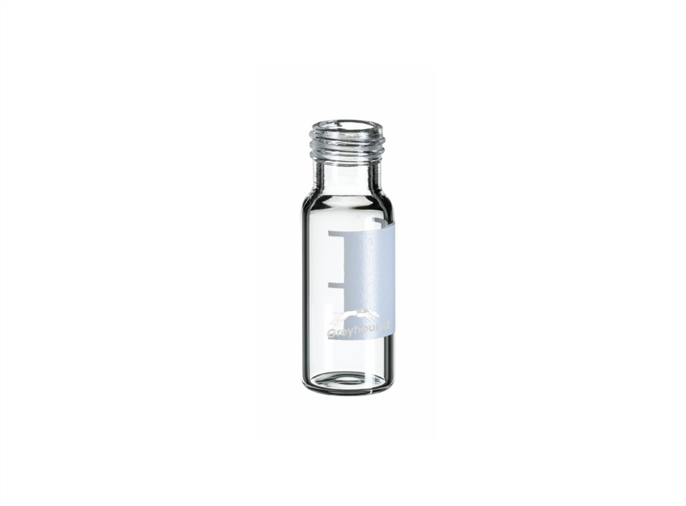 Picture of 2mL Wide Mouth Short Thread Screw Top Vial, Clear Glass with Write-on Patch, Silanised, 9mm Thread, Q-Clean
